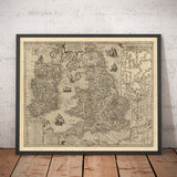 Old Map of England & Ireland in 1605 by Abraham Ortelius