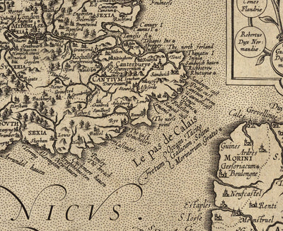 Antiguo mapa de Inglaterra e Irlanda en 1605 por Abraham Ortelius