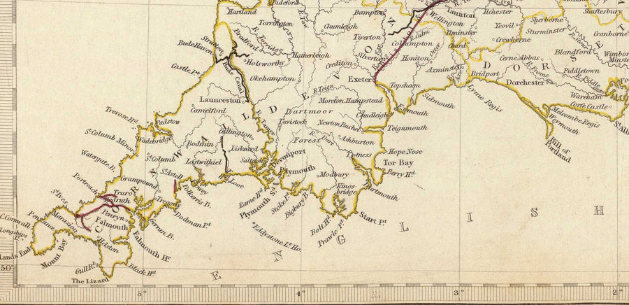 Ancienne carte des chemins de fer et des canaux en Angleterre et au Pays de Galles en 1837 par SDUK - Transport, Chemins de fer, Chemins de fer nationaux, Rivières