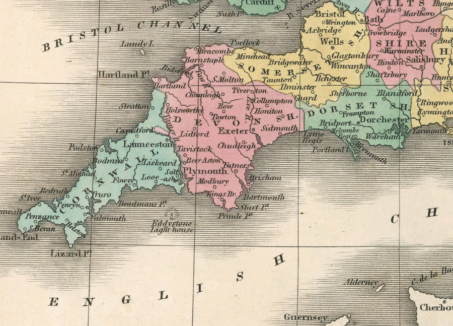 Old Map of Counties in England & Wales, 1827 - Historic County Map - Westmoreland, Sussex, Rutland