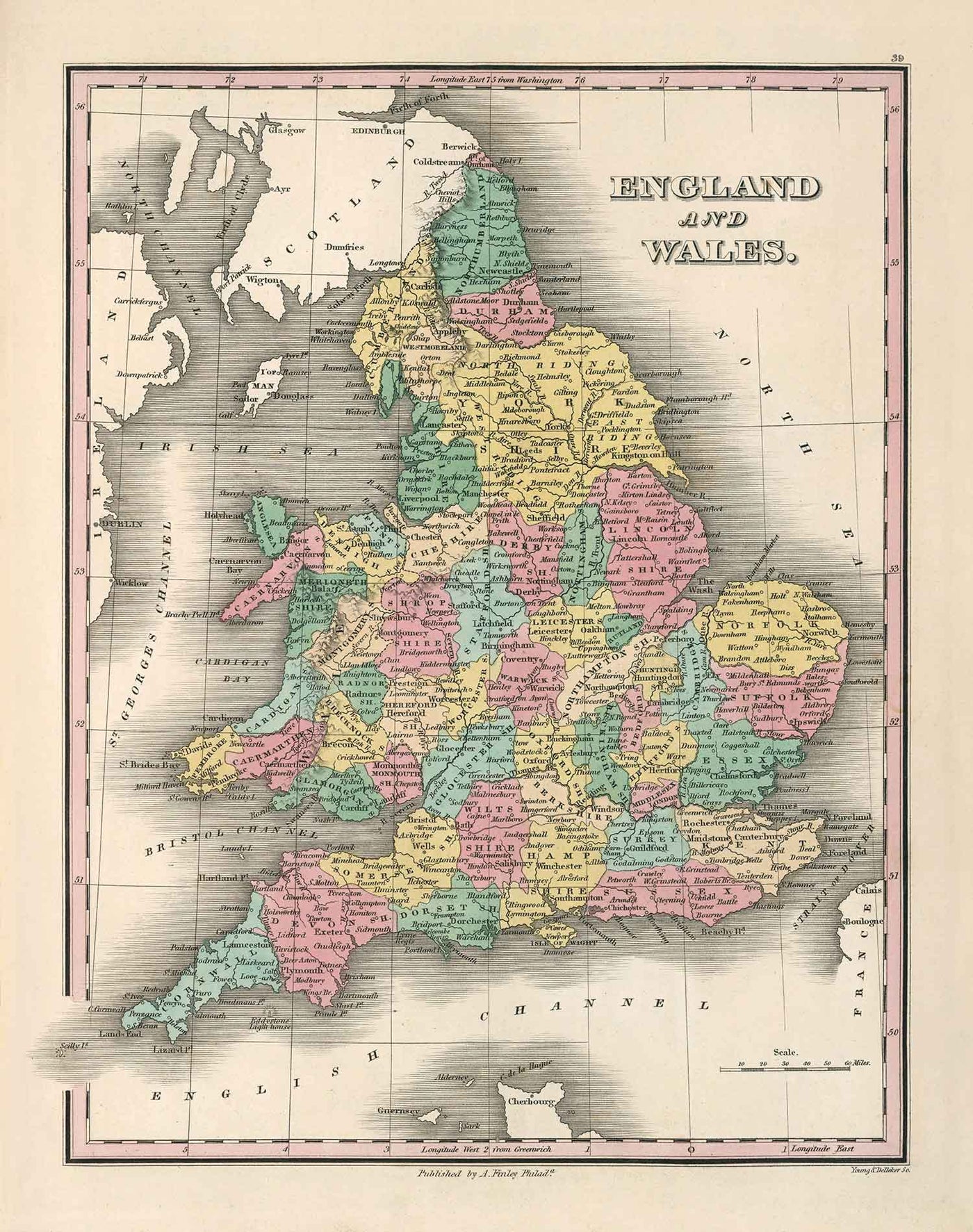 Old Map of Counties in England & Wales, 1827 - Historic County Map - Westmoreland, Sussex, Rutland