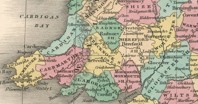 Alte Karte der Grafschaften in England und Wales, 1827 - Historische Grafschaftskarte - Westmoreland, Sussex, Rutland