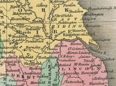 Ancienne carte des comtés d'Angleterre et du Pays de Galles, 1827 - Carte historique des comtés - Westmoreland, Sussex, Rutland