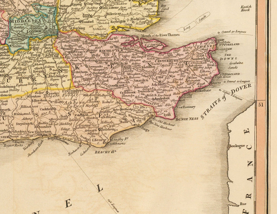 Ancienne Carte de Grande-Bretagne, 1801 par Faden - Angleterre, Pays de Galles, Écosse, Routes, Canaux, Courrier de courrier