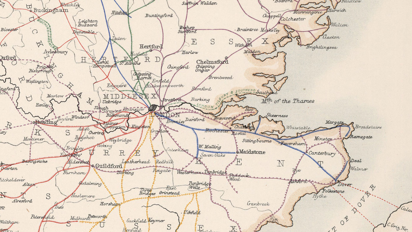 Old Railway Map Of England Wales In 1881 By AK Johnston Great West old-railway-map-of-england-wales-in-1881-by-ak-johnston-great-west