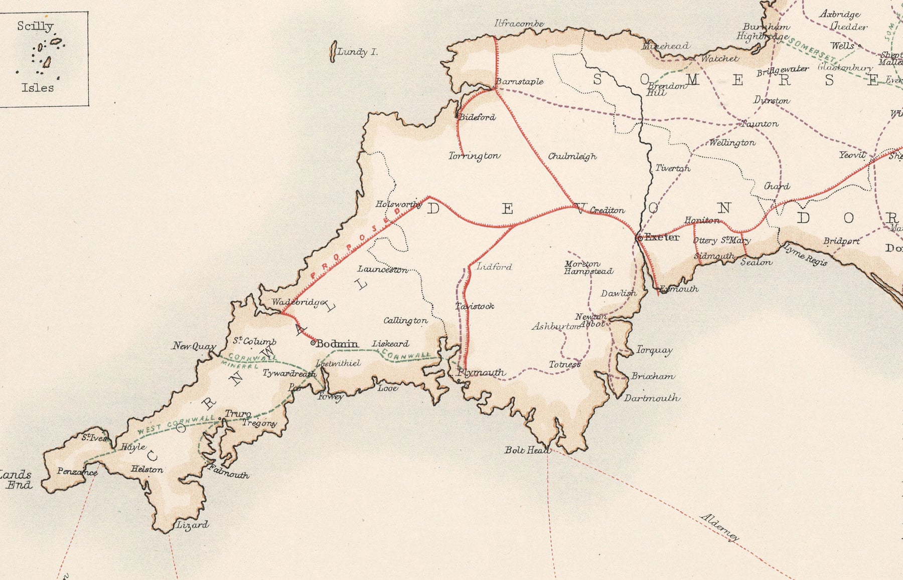 Map Awales Old Railway Map of England & Wales in 1881 by AK Johnston - Great West ...