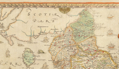 Mapa antiguo de Inglaterra y Gales, 1579 de Christopher Saxton - primer mapa impreso de Islas Británicas