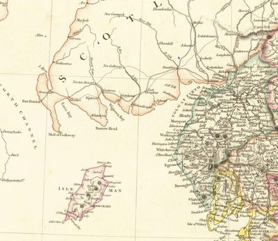 Alte Karte von England und Wales im Jahr 1832 von John Arrowsmith - Städte, Grafschaften, Straßen, Eisenbahn