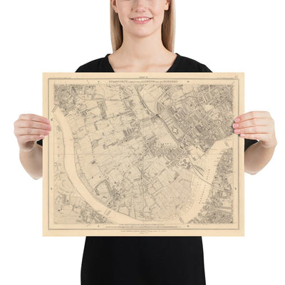 Alte Karte von West London 1862 von Edward Stanford - Fulham, Brompton, Battersea, Hammersmith - SW6, SW10, SW15, SW18, SW10, SW11, SW5, W6, W14