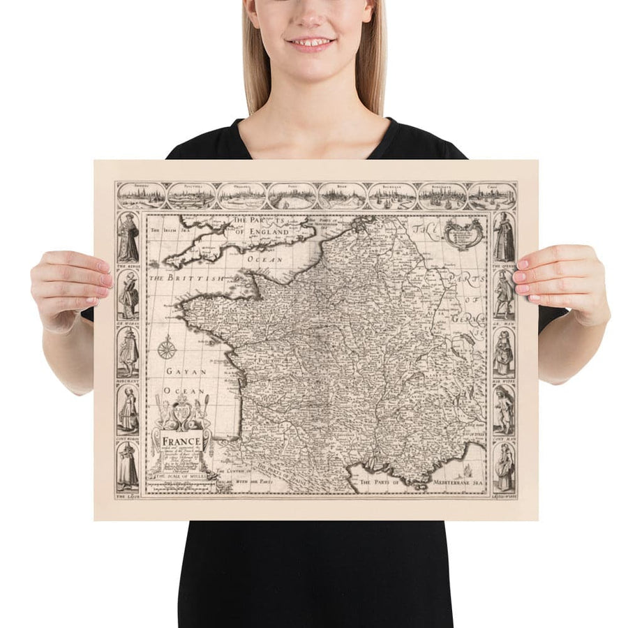 Old Map of France, 1627 by John Speed - Belgium, Normandy, Brittany, Cote d&
