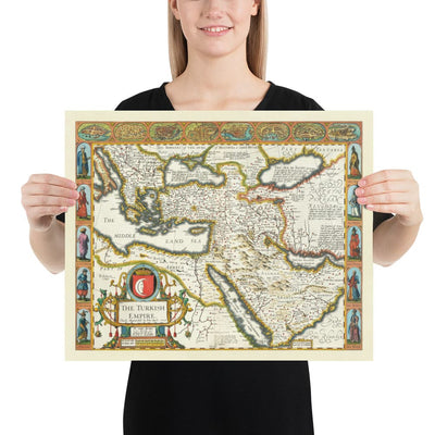 Alte Karte des türkischen / osmanischen Reiches von John Speed, 1627 - Türkei, Balkan, Griechenland, Iran, Ägypten, Syrien