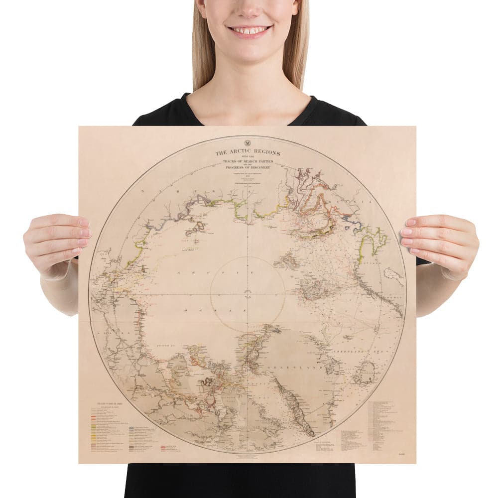 Old North Pole Exploration Carte, 1896 par US Navy - Atlas Explorer Carte du cercle arctique