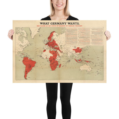 Was Deutschland will, 1916, Weltkrieg, I & II Nazi-Atlas-Karte