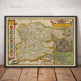 Alte Karte von Essex von John Speed 1611 - Southend, Colchester, Chelmsford, Basildon, Romford 