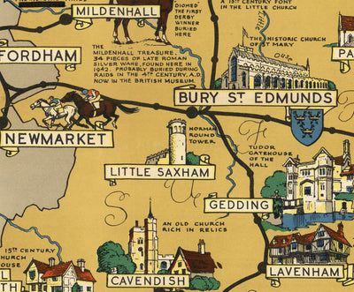 Alte Karte von Essex, Suffolk, Hertfordshire, 1948 - Britische Eisenbahn-Bild-Grafik - Colchester, Southend, St Albans
