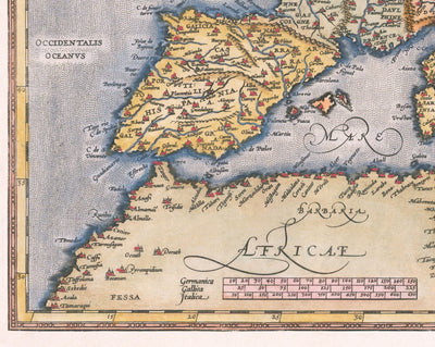 Ancienne carte de l'Europe, 1570 - le premier atlas européen - d'Abraham Ortelius