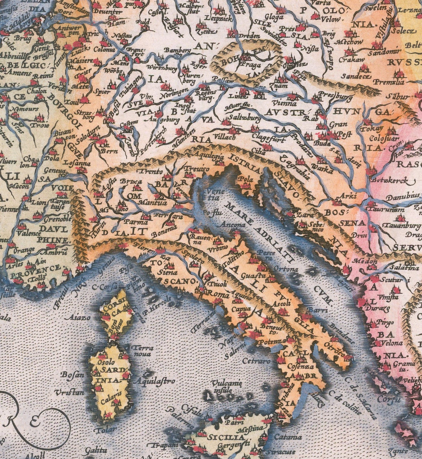 Mapa antiguo de Europa, 1570 - El primer atlas europeo - de Abraham Ortelius