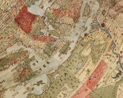 Antiguo mapa de la Tierra Plana, 1587 por Monte Urbano - Mapa del mundo grande de pared