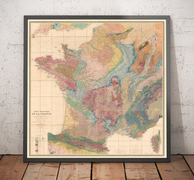 Alte geologische Karte von Frankreich, 1840 von André Brochant de Villiers - Westeuropa, Belgien
