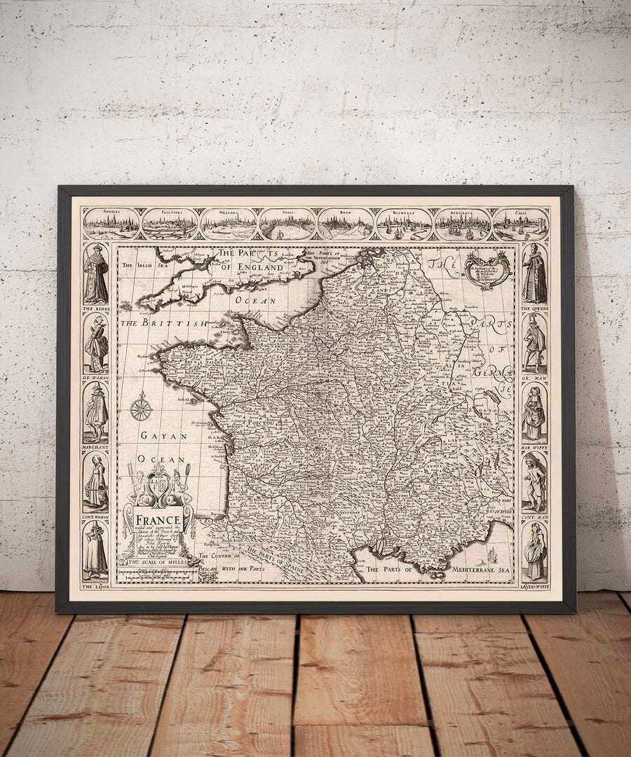 Old Map of France, 1627 by John Speed - Belgium, Normandy, Brittany, Cote d&