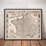 Mappa antica della Francia, 1627 di John Speed - Belgio, Normandia, Bretagna, Costa Azzurra, Pirenei 