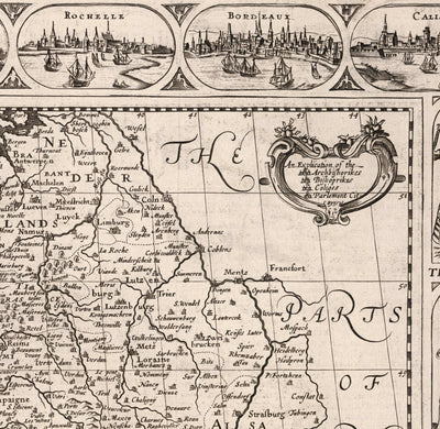 Mapa antiguo de Francia, 1627 por John Speed ​​- Bélgica, Normandía, Bretaña, Costa Azul, Pirineos