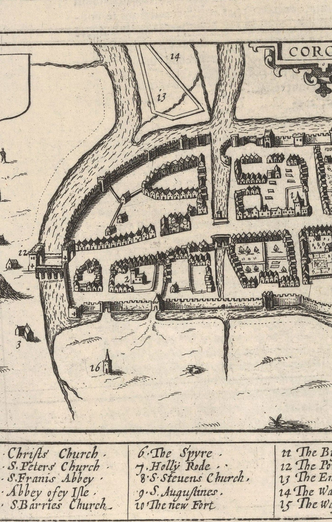 Ancienne carte de Dublin, Limerick, Cork et Galway en 1618 par Georg Braun - Anciennes cartes de la ville d'Eire