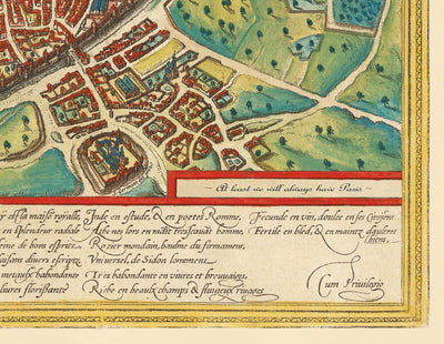Mapa antiguo de Estambul, Constantinopla en 1572 por Georg Braun - Byzantium, Bosporus, Golden Horn, Topkapi Palace