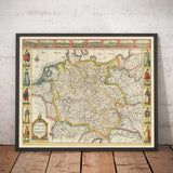 Vecchia mappa della Germania di John Speed, 1627 - Sacro Romano Impero, Impero tedesco - Austria, Repubblica Ceca, Polonia, Svizzera 
