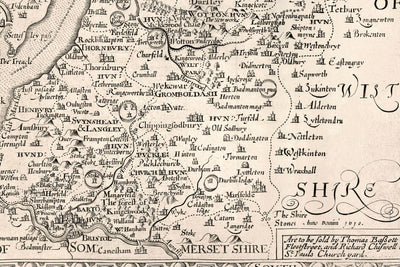 Ancienne carte de Gloucestershire, 1611 par John Speed ​​- Bristol, Cheltenham, Gloucester, Kingswood, Filton, Sud
