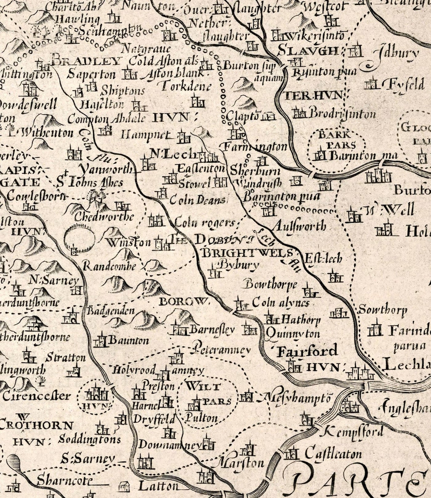Alte Karte von Gloucestershire, 1611 von John Speed ​​- Bristol, Cheltenham, Gloucester, Kingswood, Filton, Süd