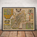 Ancienne carte de Gloucestershire, 1611, John Speed ​​- Bristol, Cheltenham, Gloucester, Kingswood, Filton