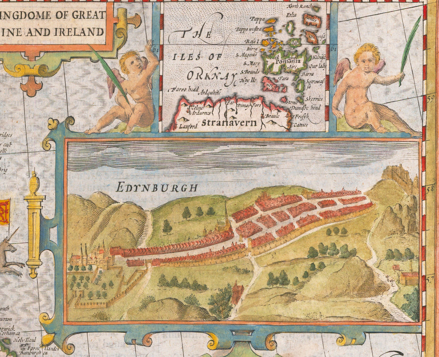 Mappa antica delle Isole Britanniche del 1611 di John Speed - Regno Unito, Inghilterra, Scozia, Galles, Irlanda 