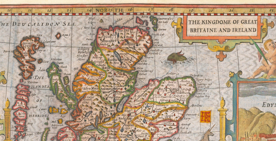 Mappa antica delle Isole Britanniche del 1611 di John Speed - Regno Unito, Inghilterra, Scozia, Galles, Irlanda 