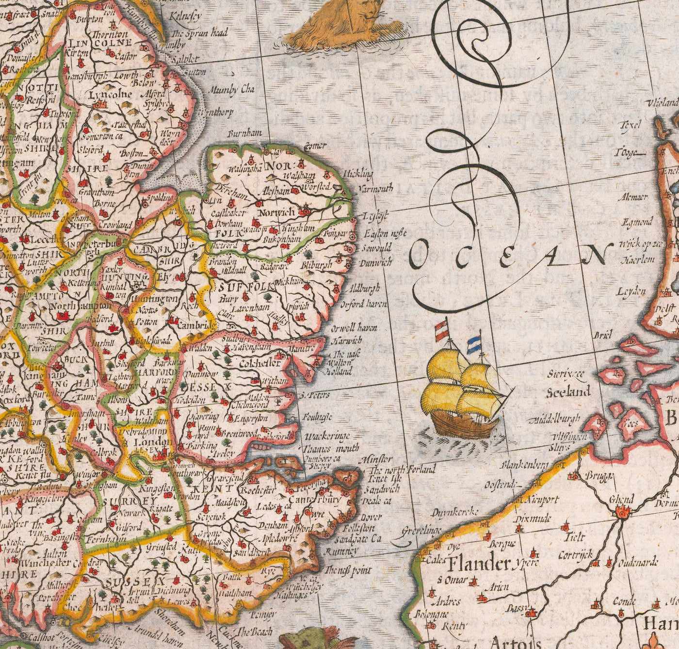 Antiguo mapa de las Islas Británicas en 1611 por John Speed - Reino Unido, Inglaterra, Escocia, Gales, Irlanda