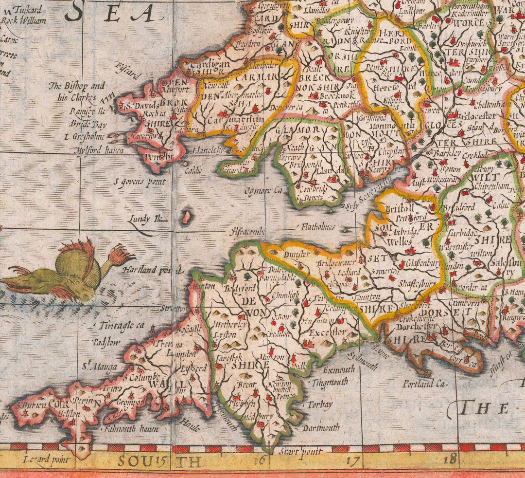 Old Map of British Isles in 1611 by John Speed - UK, England