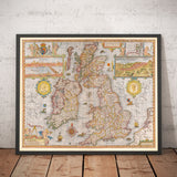 Antiguo mapa de las Islas Británicas en 1611 por John Speed - Reino Unido, Inglaterra, Escocia, Gales, Irlanda