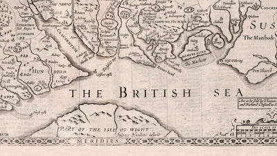 Old Map of Hampshire, 1611 by John Speed -  Winchester, Portsmouth, Southampton, Basingstoke