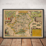 Old Map of Hertfordshire in 1611 by John Speed - Stevenage, St Albans, Watford, Hemel Hempstead