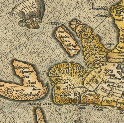 Alte Karte von Holland und Utrecht, 1595 von Abraham Ortelius - Amsterdam, Rotterdam, Haag, Utrecht
