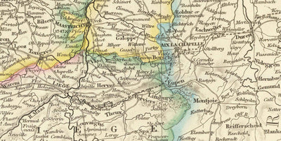 Carte ancienne de la Hollande et de la Belgique, 1858 - Pays-Bas, Flandres, Luxembourg, Bruxelles, Bruge, Amsterdam, Anvers