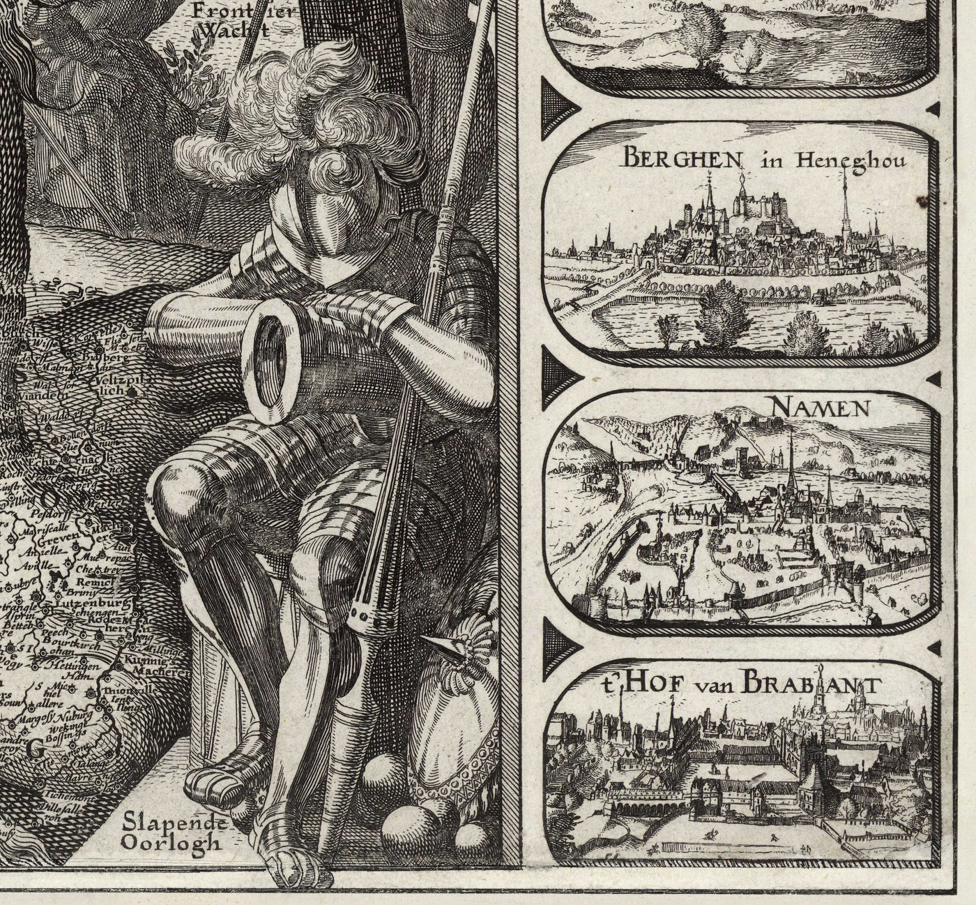 Antiguo mapa Leo Belgicus de los Países Bajos en 1611 por C. Janszoon Visscher - Países Bajos, Bélgica, Bruselas, Amsterdam, Genk