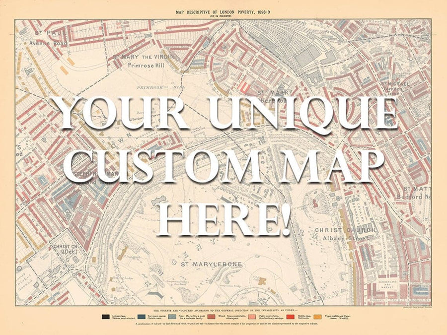 Carte de pauvreté personnalisée de Londres par Charles Booth, 1898-1899 