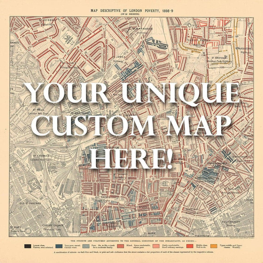 Carte de pauvreté personnalisée de Londres par Charles Booth, 1898-1899 