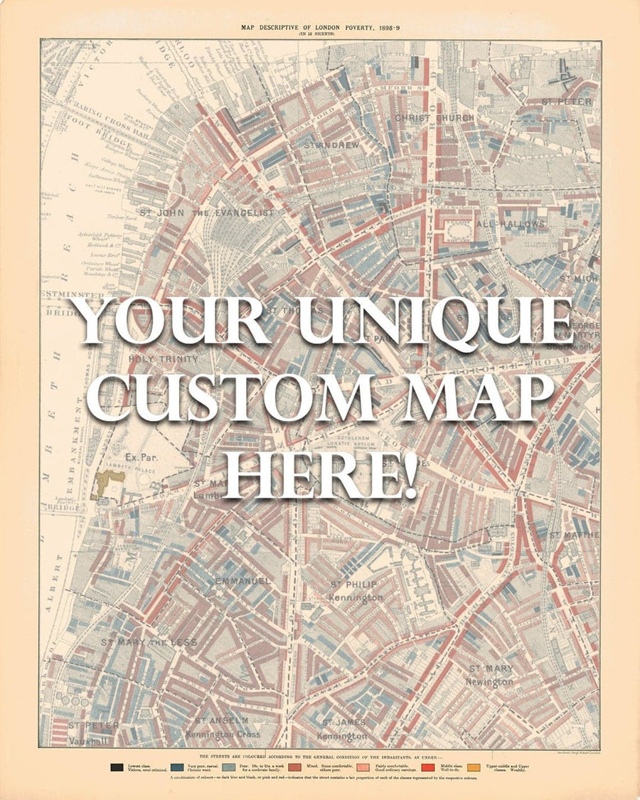 Carte de pauvreté personnalisée de Londres par Charles Booth, 1898-1899 