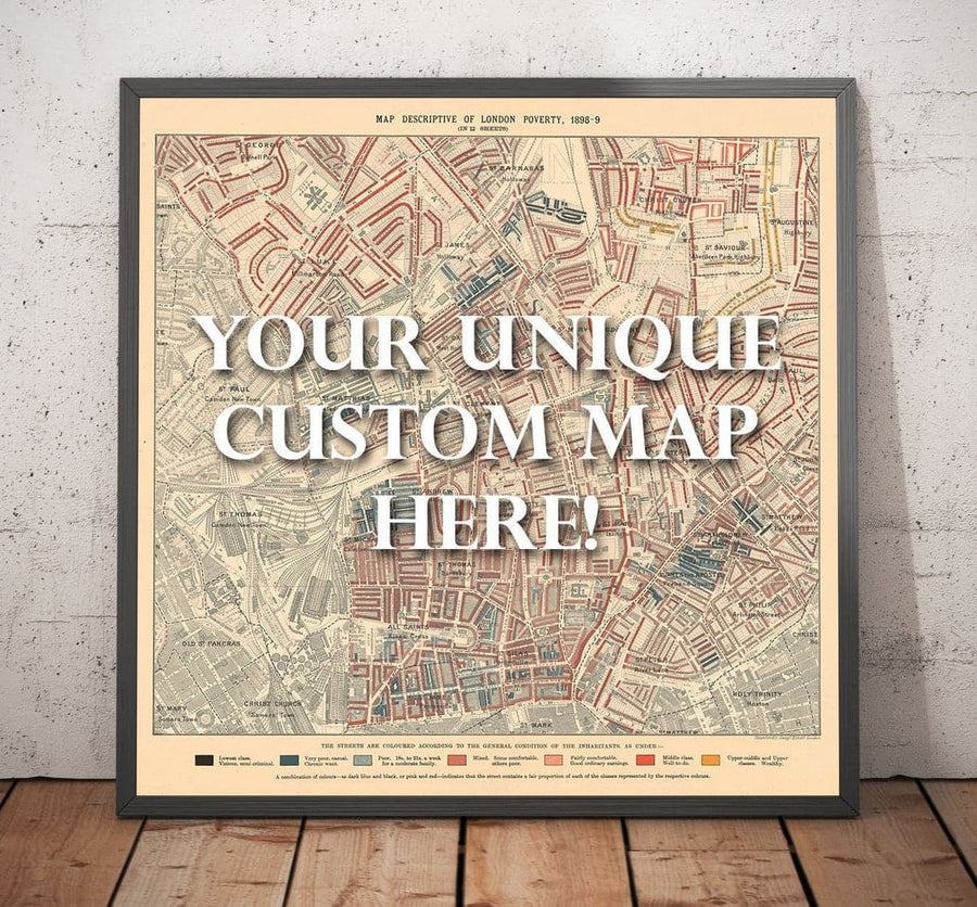Carte de pauvreté personnalisée de Londres par Charles Booth, 1898-1899 