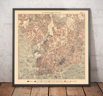 Mapa de la pobreza en Londres 1898-9, Distrito Norte, por Charles Booth - Camden, Islington, Stoke Newington, Kings Cross - N1, N1C, N5, N7, N16, N4