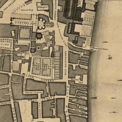 Mapa antiguo personalizado de Londres por John Rocque, 1746