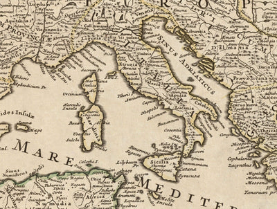 Viejo Mapa del mundo del Imperio Romano de 400 dC - Gigante enorme raro vintage mapa de bizantino