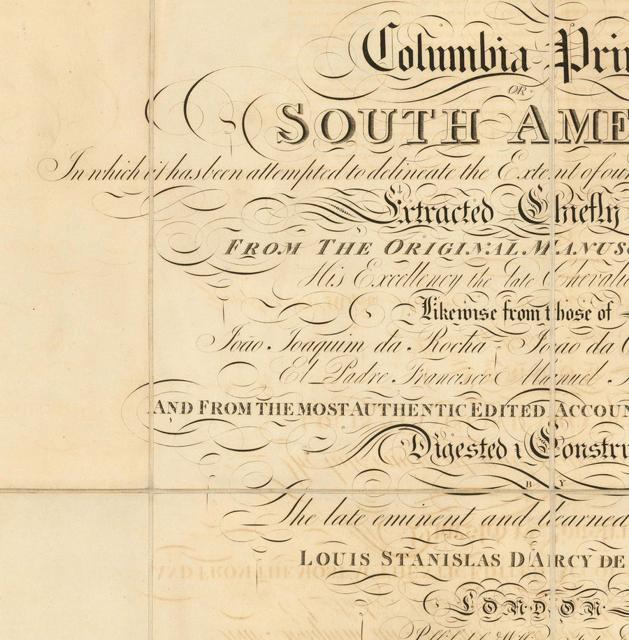 Rara mappa antica del Sud America di Faden, 1807 - Colonialismo spagnolo - Brasile, Perù, Colombia, Cile, Venezuela, Amazzonia 